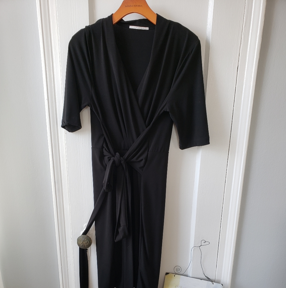 Tahari black wrap dress
